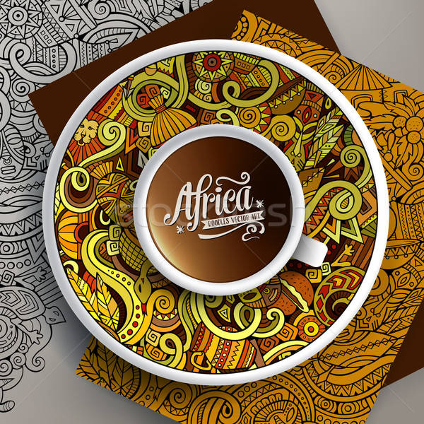 Vector illustration African doodle cup of coffee Stock photo © balabolka