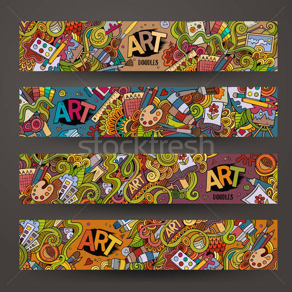 Stock photo: Cartoon vector hand-drawn Doodle on the subject of art and craft