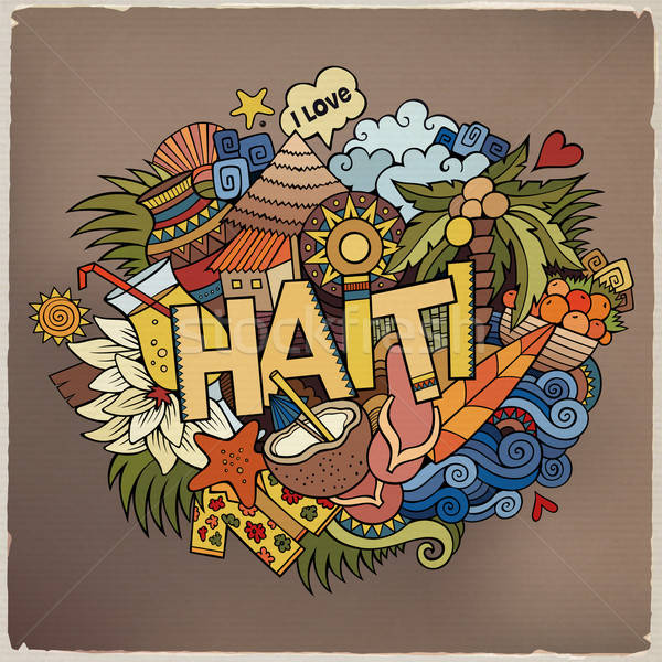 Haiti hand lettering and doodles elements Stock photo © balabolka
