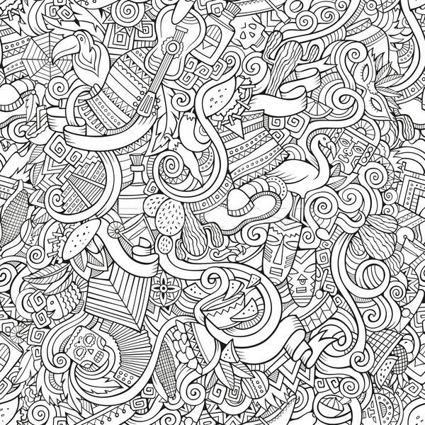 Cartoon hand-drawn doodles on the subject Latin American style Stock photo © balabolka