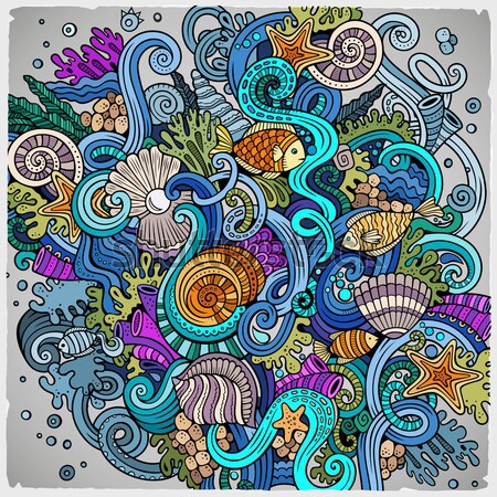 Karikatür karalamalar hippi stil renkli Stok fotoğraf © balabolka