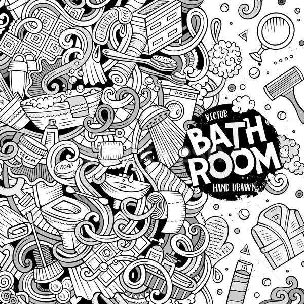Cartoon doodles Bathroom frame Stock photo © balabolka