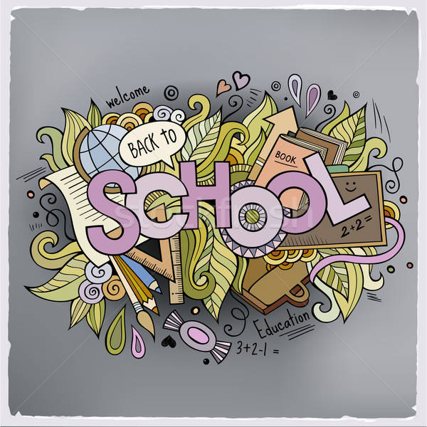 School cartoon hand lettering and doodles elements background Stock photo © balabolka