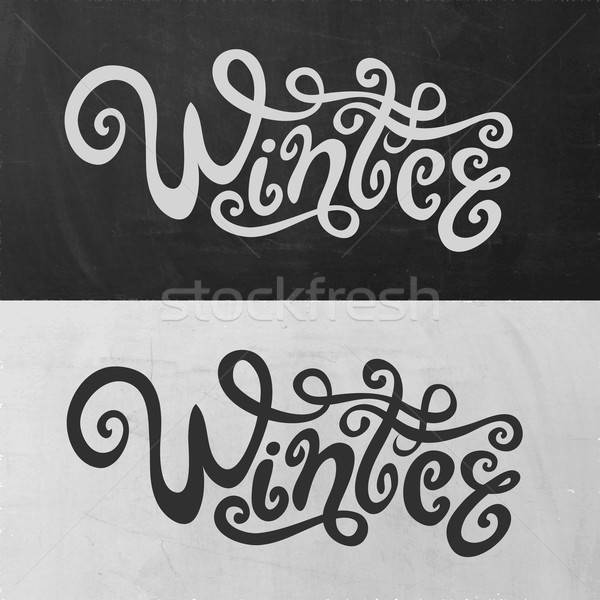 Winter Hand Schriftkunst Vektor Design Stock foto © balabolka