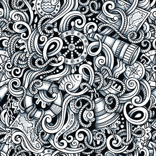Cartoon morski bazgroły szczegółowy Zdjęcia stock © balabolka