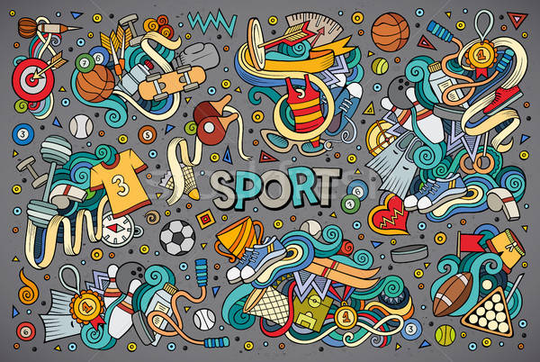 Doodle cartoon set of Sport designs Stock photo © balabolka