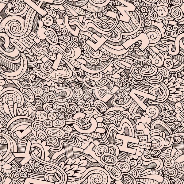 Letters abstract decorative doodles seamless pattern. Stock photo © balabolka