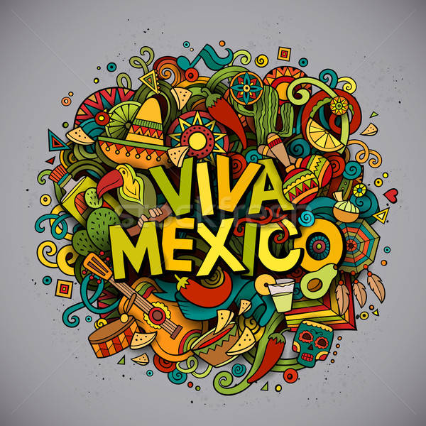 Viva Mexico sketchy outline festive background Stock photo © balabolka