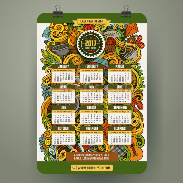 Imagine de stoc: Desen · animat · picnic · calendar · colorat