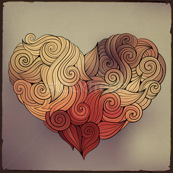 Dibujado a mano rizado vector corazón decorativo gráficos Foto stock © balabolka