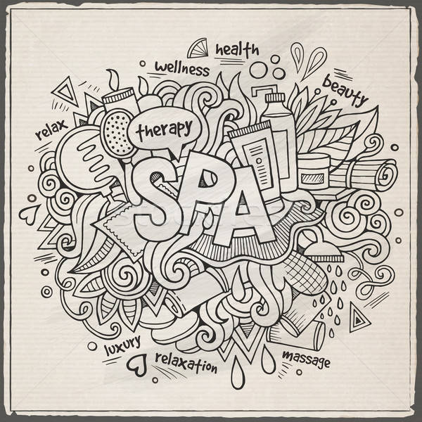 Spa hand lettering and doodles elements background. Stock photo © balabolka