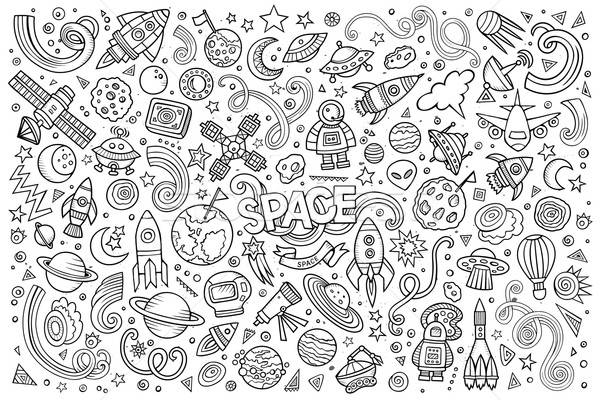 Sketchy vector hand drawn doodles cartoon set of Space objects Stock photo © balabolka