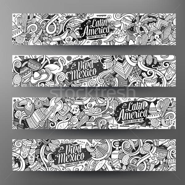 Cartoon hand-drawn doodles Latin American banners Stock photo © balabolka