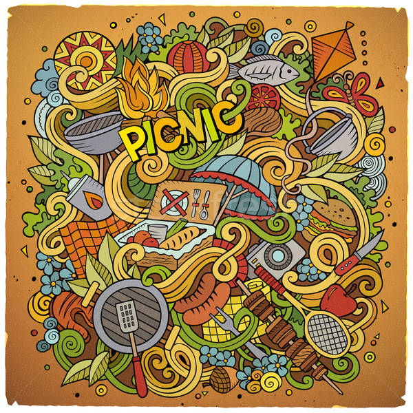 Cartoon vettore picnic doodle illustrazione cute Foto d'archivio © balabolka