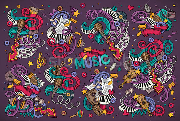 Colorful vector hand drawn Doodle cartoon set of objects Stock photo © balabolka