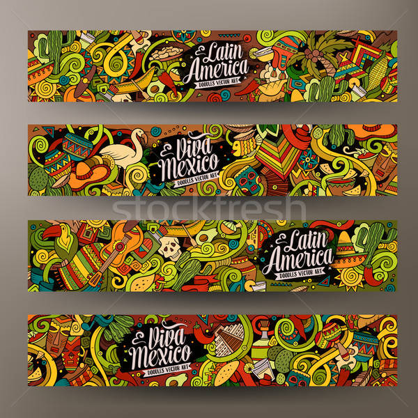 Cartoon hand-drawn doodles Latin American banners Stock photo © balabolka