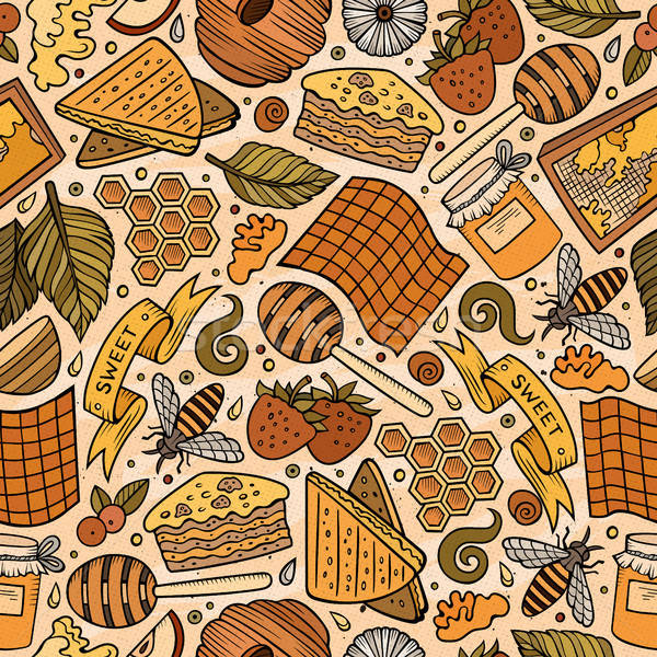 Cartoon cute Honey seamless pattern Stock photo © balabolka