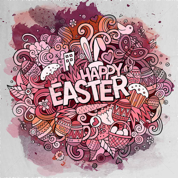 Cartoon vector hand drawn Doodle Happy Easter illustration Stock photo © balabolka