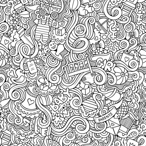 Stock photo: Cartoon vector doodle children seamless pattern