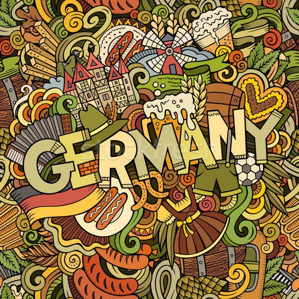Cartoon cute doodles hand drawn Germany inscription Stock photo © balabolka