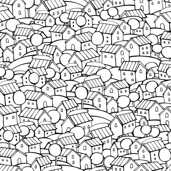 Cartoon fiaba case pattern vettore disegno Foto d'archivio © balabolka