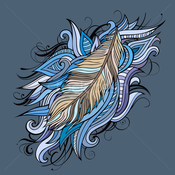 ヴィンテージ 民族 ベクトル 羽毛 抽象的な ストックフォト © balabolka