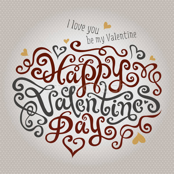 Boldog valentin nap kéz kézzel készített kalligráfia vektor Stock fotó © balabolka