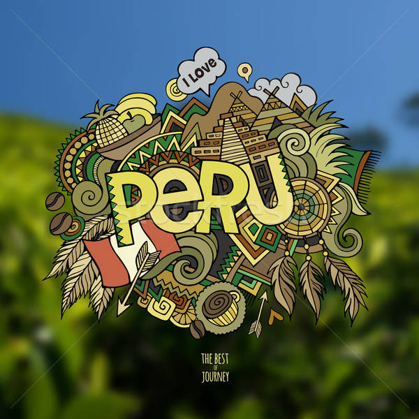 Peru strony bazgroły elementy kawy krajobraz Zdjęcia stock © balabolka