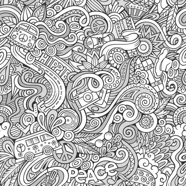 Cartoon hand-drawn Doodles on the subject of Hippie style theme  Stock photo © balabolka