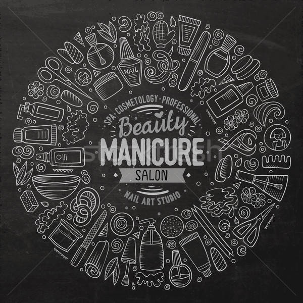 Vector set of Manicure cartoon doodle objects Stock photo © balabolka