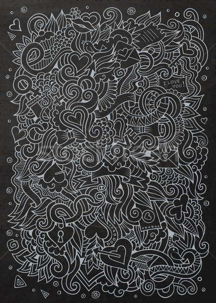 Karikatür vektör sevmek karalamalar kara tahta dizayn Stok fotoğraf © balabolka