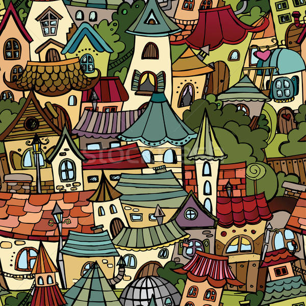 Karikatür vektör masal çizim kasaba Stok fotoğraf © balabolka