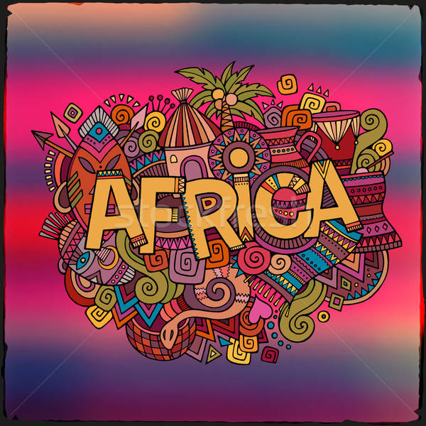 Africa hand lettering and doodles elements background Stock photo © balabolka