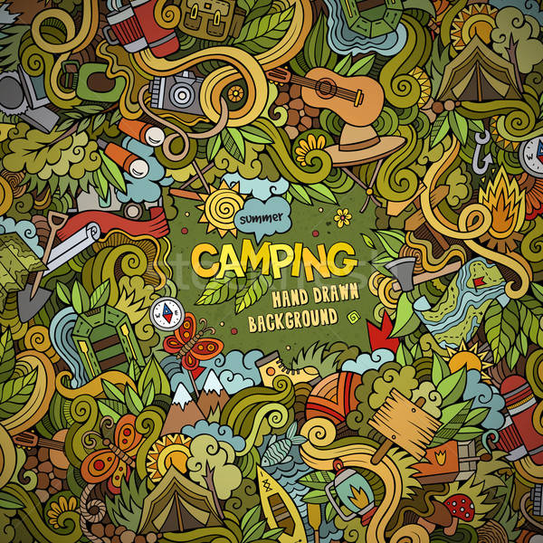 Cartoon camping frame vettore scarabocchi Foto d'archivio © balabolka