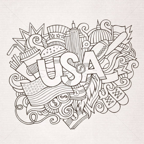 USA hand lettering and doodles elements background Stock photo © balabolka