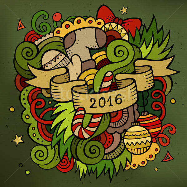 2016 capodanno scarabocchi elementi vettore colorato Foto d'archivio © balabolka