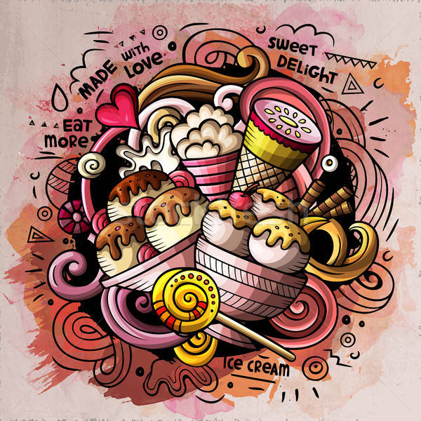 Ice Cream cartoon vector doodle watercolor illustration Stock photo © balabolka