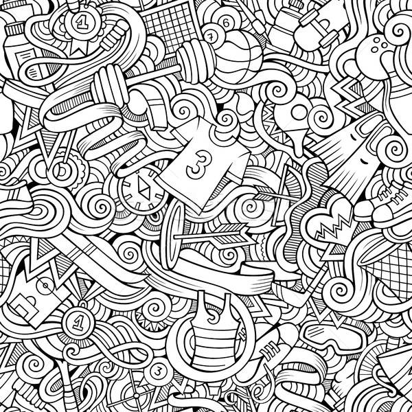 Cartoon cute doodles hand drawn Sport seamless pattern Stock photo © balabolka