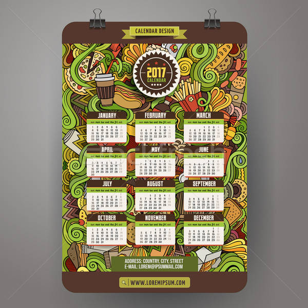 Imagine de stoc: Desen · animat · fast · food · calendar · an · proiect