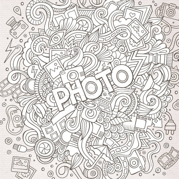 Cartoon cute doodles hand drawn Photo illustration Stock photo © balabolka