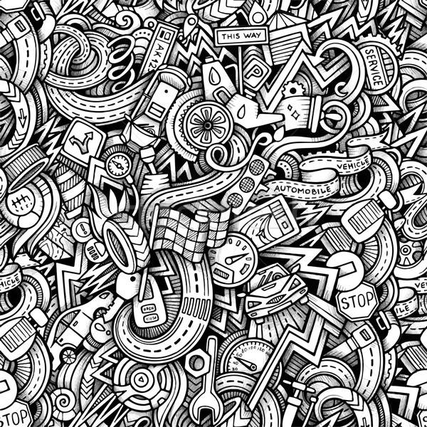 Cartoon hand-drawn doodles car style theme seamless patern Stock photo © balabolka