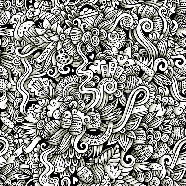 Easter doodles vector seamless pattern Stock photo © balabolka
