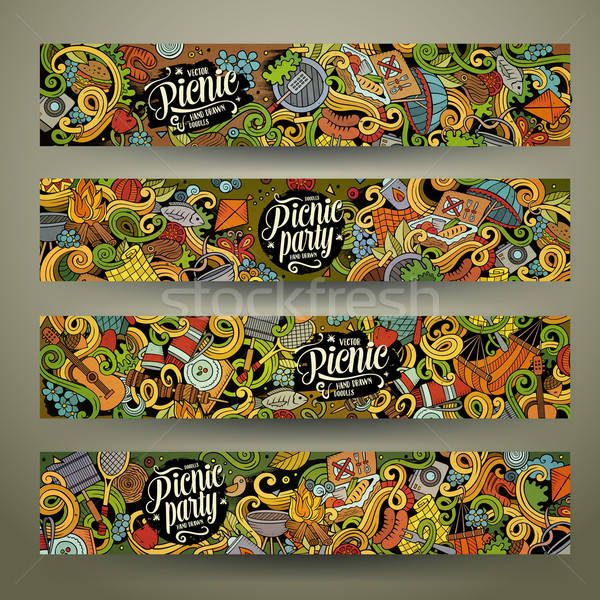 Cartoon doodles picnic banners Stock photo © balabolka