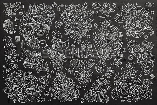 Vettore doodle cartoon set indian disegni Foto d'archivio © balabolka