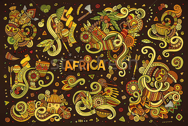 Vector doodle cartoon set of Africa designs Stock photo © balabolka
