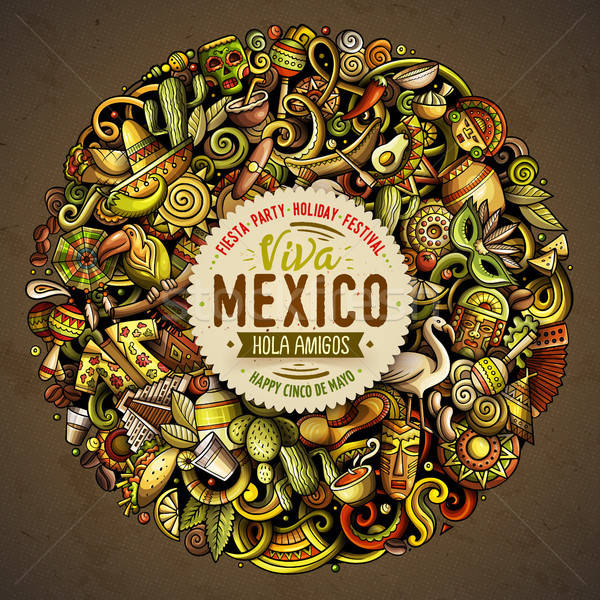 Karikatür vektör karalamalar latin amerika örnek renkli Stok fotoğraf © balabolka