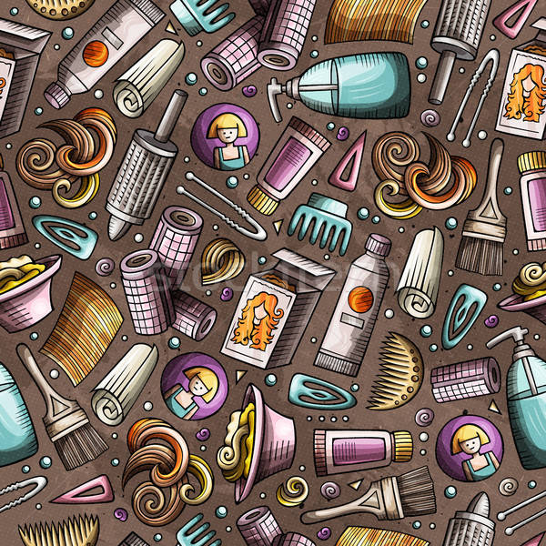 Karikatur Friseursalon Symbole Objekte Elemente Stock foto © balabolka