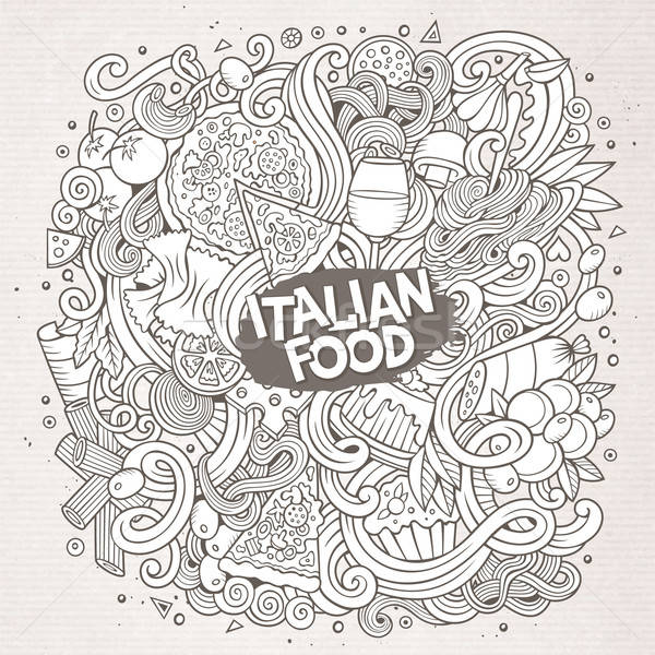 Stok fotoğraf: Karikatür · karalamalar · İtalyan · gıda · örnek · sevimli