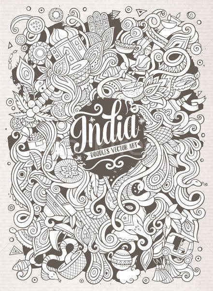 Cartoon cute doodles hand drawn India illustration Stock photo © balabolka
