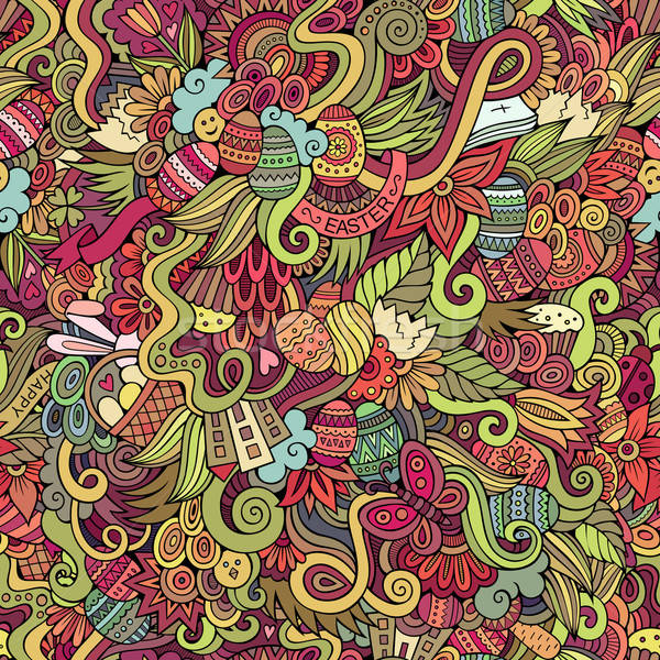 Easter doodles vector seamless pattern Stock photo © balabolka